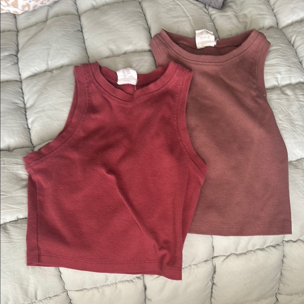 Tilly's Red and Brown Tank Tops Modern Athletic Design